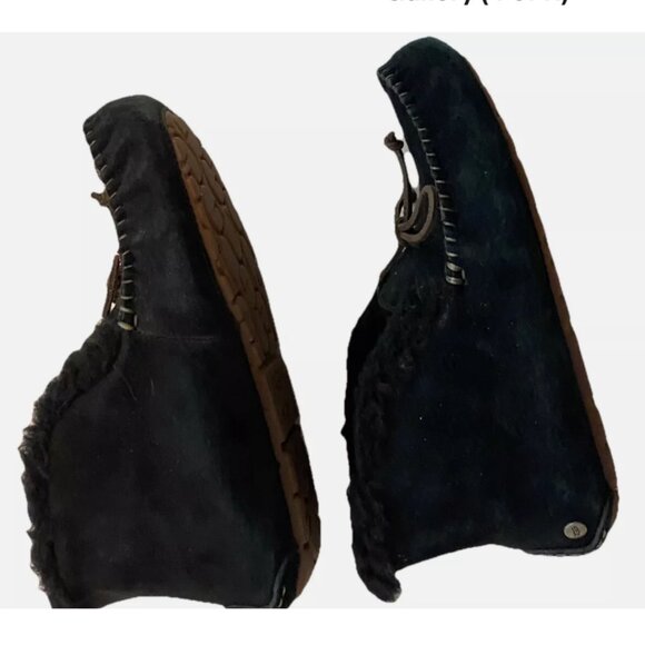 UGG Alena Black Sheepskin Suede Moccasin Slippers Women's US Sz 9 - Picture 8 of 9